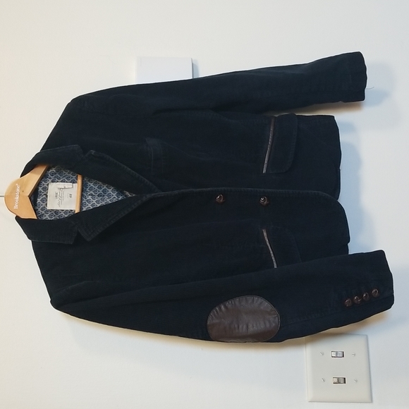 H&M (L.O.G.G.) sz 10 navy corduroy jacket w/elbow patches EUC - Picture 2 of 15